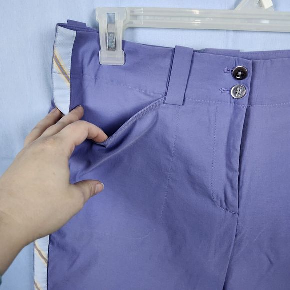 Nike Golf Fit Dry Women’s Purple Shorts Size 8 Flat Front Striped Sides Stretch - Picture 4 of 13